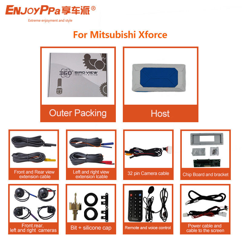 Водонепроницаемая 1080P 360 камера для Mitsubishi Xforce 8 дюймов