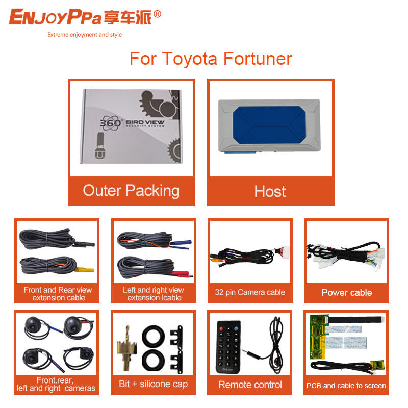 Сенсорный экран 360 Автомобильная система видеонаблюдения для Toyota Fortuner Простая в установке