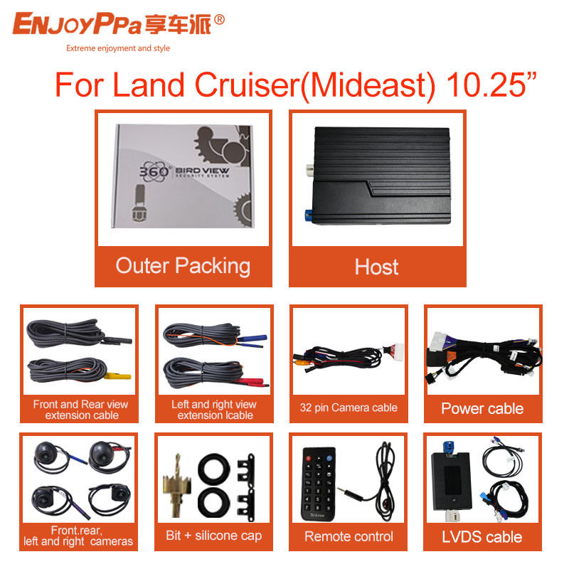 Система помощи при парковке 360 автомобильной камеры для Toyota Land CRUISER 10,25 дюйма