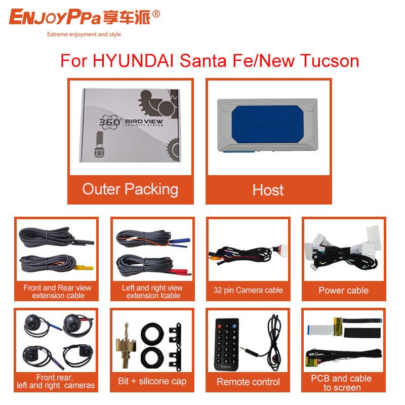 360-градусный вид на птицу Автомобильная камера для Hyundai Santa Fe с 4 широкоугольными камерами
